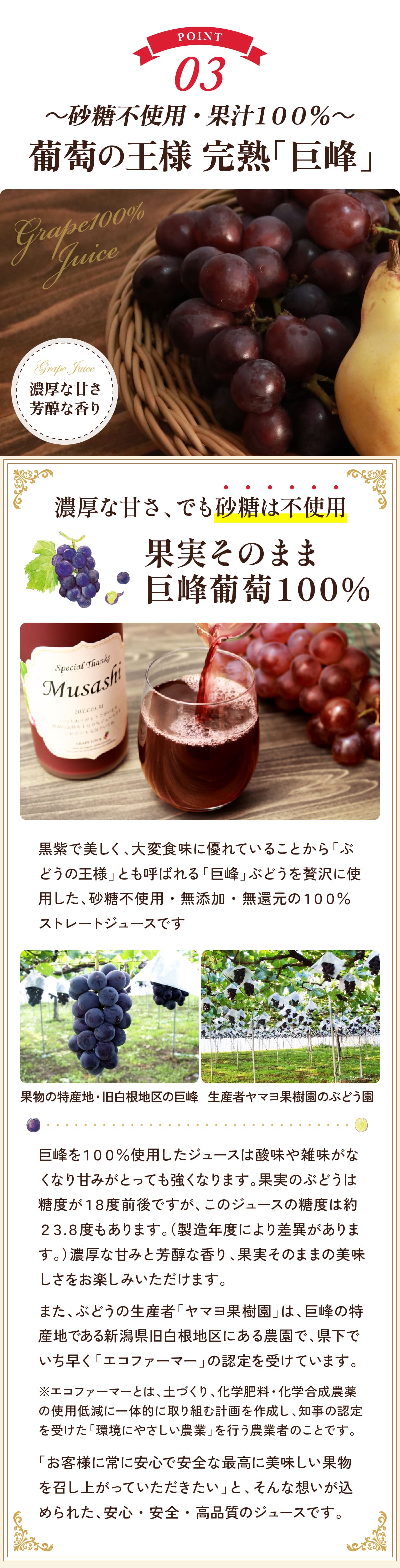 砂糖不使用、果汁100％ ぶどうの王様 完熟「巨峰」ジュース